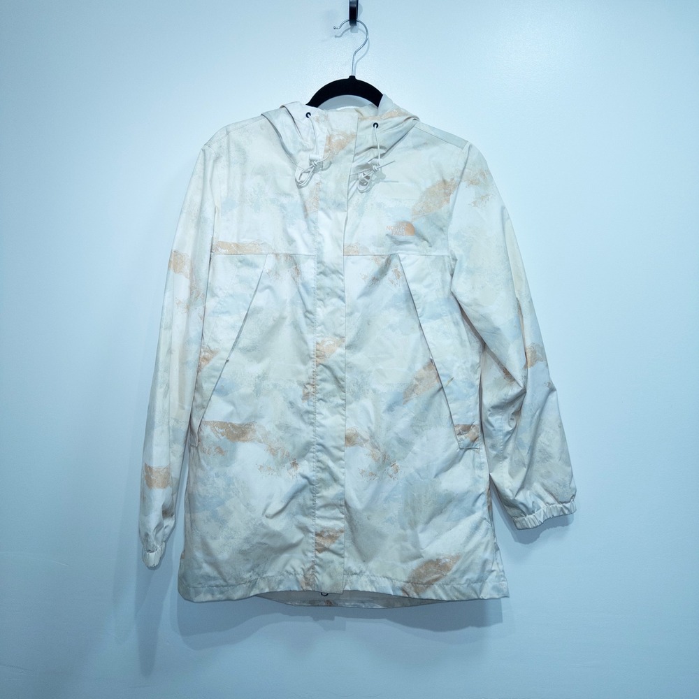 New North Face White Apricot Ice Canyon Camo Print Antora Parka Medium